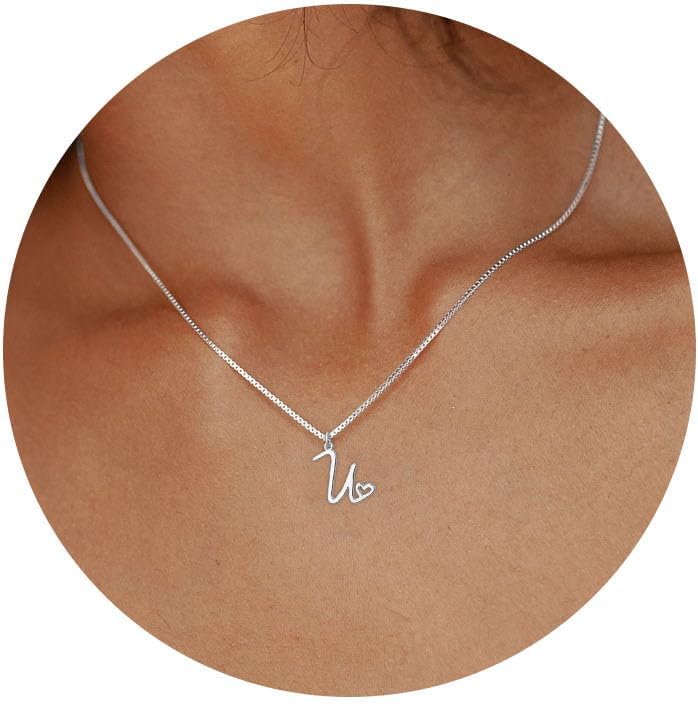 Initial Necklaces for Women Trendy, Dainty Sterling Silver Letter Necklace Cute Pendant Choker Name Necklace Personalized Costume Monogram Silver Jewelry Necklace for Women Valentines Gifts