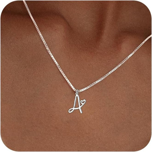 Initial Necklaces for Women Trendy, Dainty Sterling Silver Letter Necklace Cute Pendant Choker Name Necklace Personalized Costume Monogram Silver Jewelry Necklace for Women Valentines Gifts