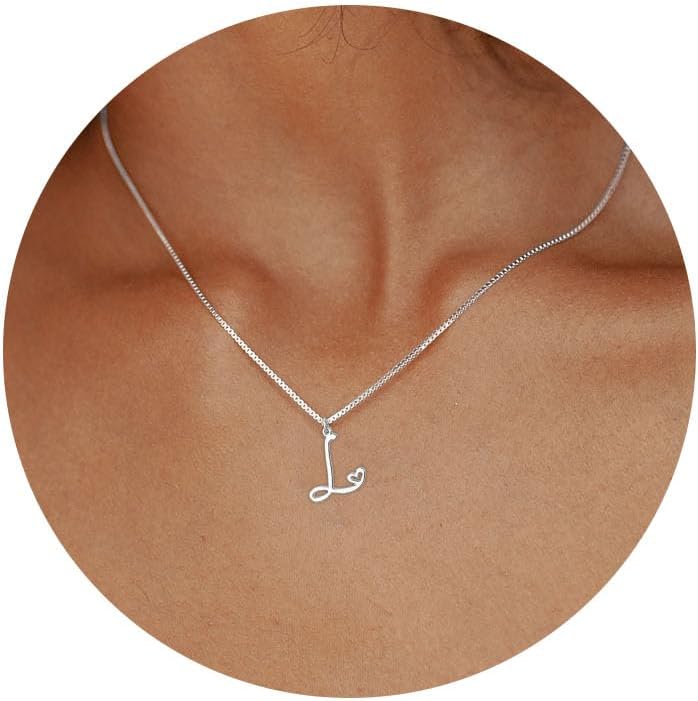 Initial Necklaces for Women Trendy, Dainty Sterling Silver Letter Necklace Cute Pendant Choker Name Necklace Personalized Costume Monogram Silver Jewelry Necklace for Women Valentines Gifts