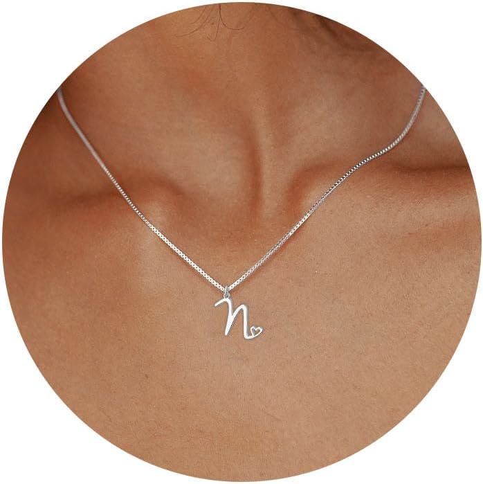 Initial Necklaces for Women Trendy, Dainty Sterling Silver Letter Necklace Cute Pendant Choker Name Necklace Personalized Costume Monogram Silver Jewelry Necklace for Women Valentines Gifts