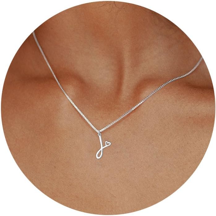 Initial Necklaces for Women Trendy, Dainty Sterling Silver Letter Necklace Cute Pendant Choker Name Necklace Personalized Costume Monogram Silver Jewelry Necklace for Women Valentines Gifts