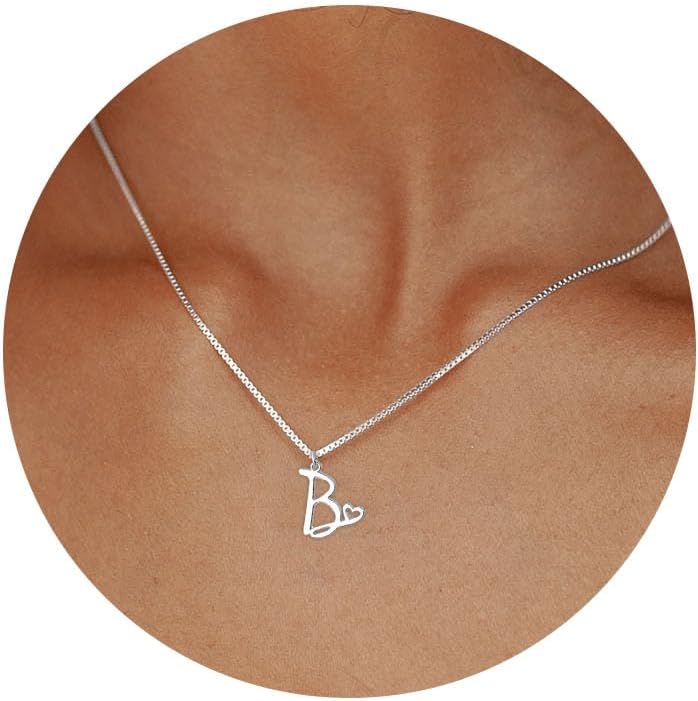 Initial Necklaces for Women Trendy, Dainty Sterling Silver Letter Necklace Cute Pendant Choker Name Necklace Personalized Costume Monogram Silver Jewelry Necklace for Women Valentines Gifts