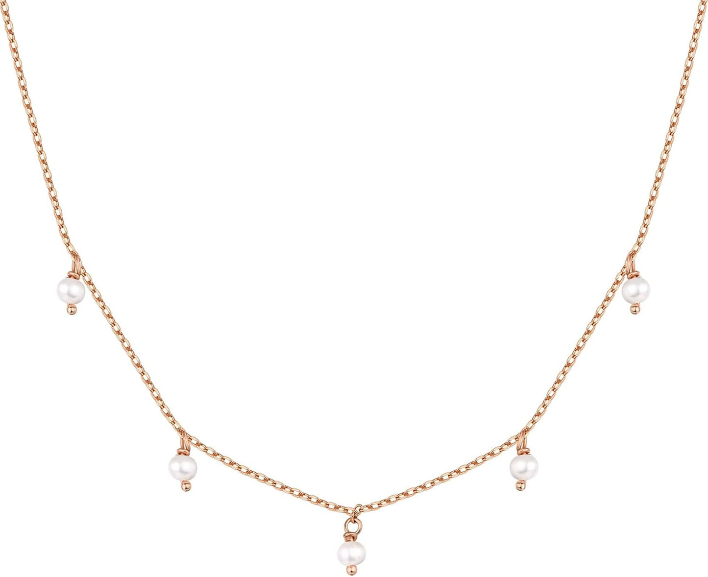 PAVOI 14K Gold Plated Station Necklace | Simulated Diamond BTY Necklace | Womens CZ Chain Necklace | Layering Necklaces