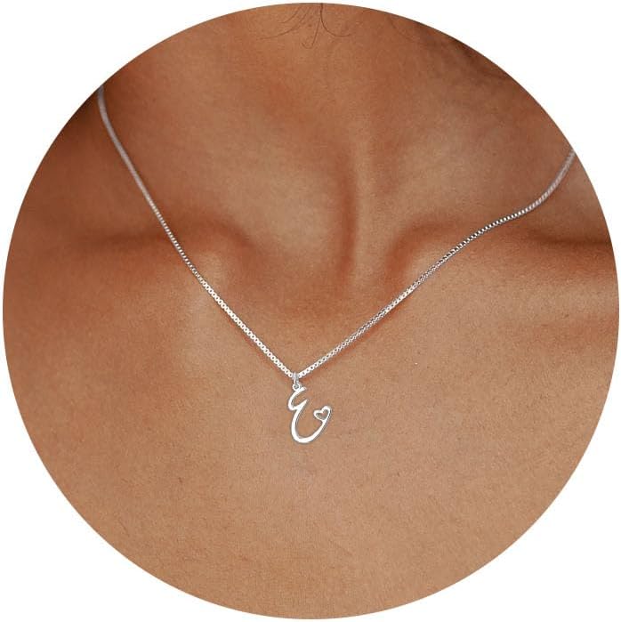 Initial Necklaces for Women Trendy, Dainty Sterling Silver Letter Necklace Cute Pendant Choker Name Necklace Personalized Costume Monogram Silver Jewelry Necklace for Women Valentines Gifts