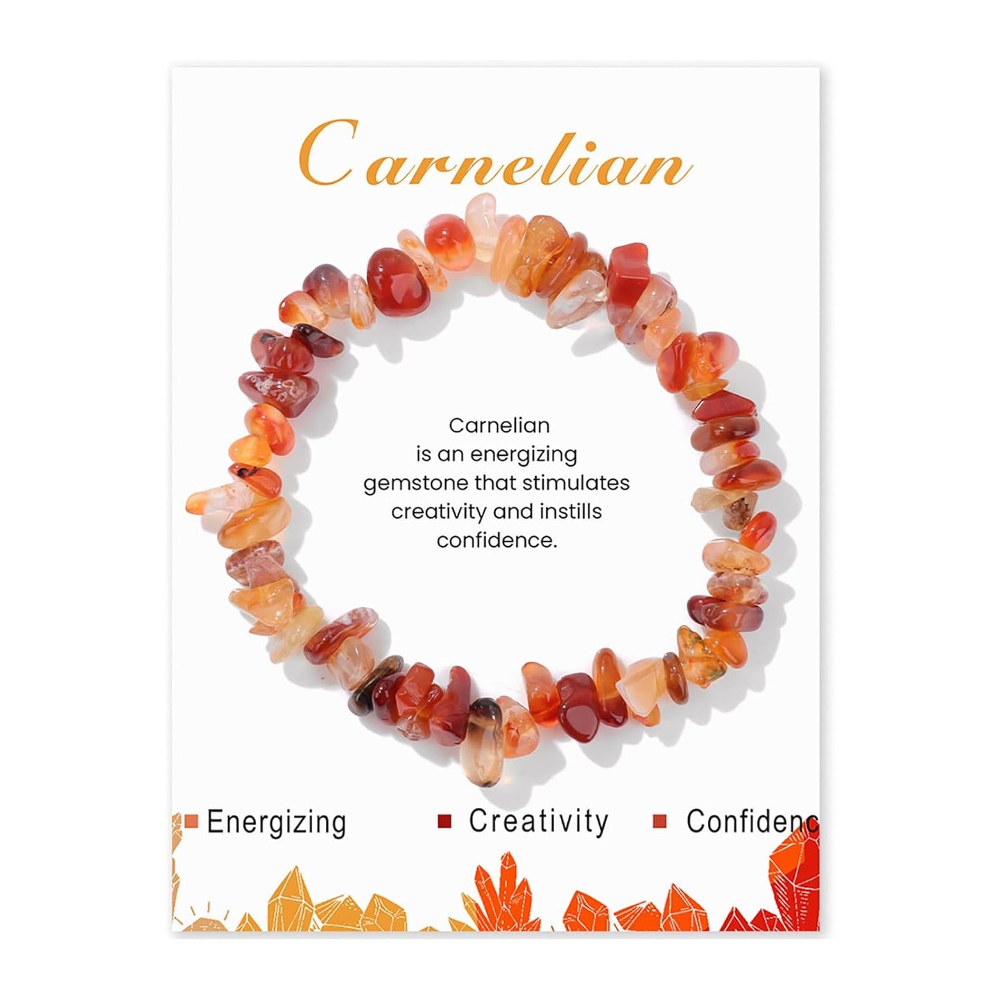 Carnelian Bracelet for Women 8mm Handmade Real Raw Crystal Bracelet Natural Stone Bracelet Gemstone Bracelets Stretch Crystal Bracelet Carnelian Jewelry for Women Girls