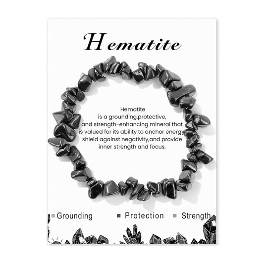 Hematite Bracelet for Men Women 8mm Adjustable Gemstone Bracelet Raw Crystal Bracelet Natural Stone Bracelets Healing Crystal Bracelets Hematite Jewelry for Women