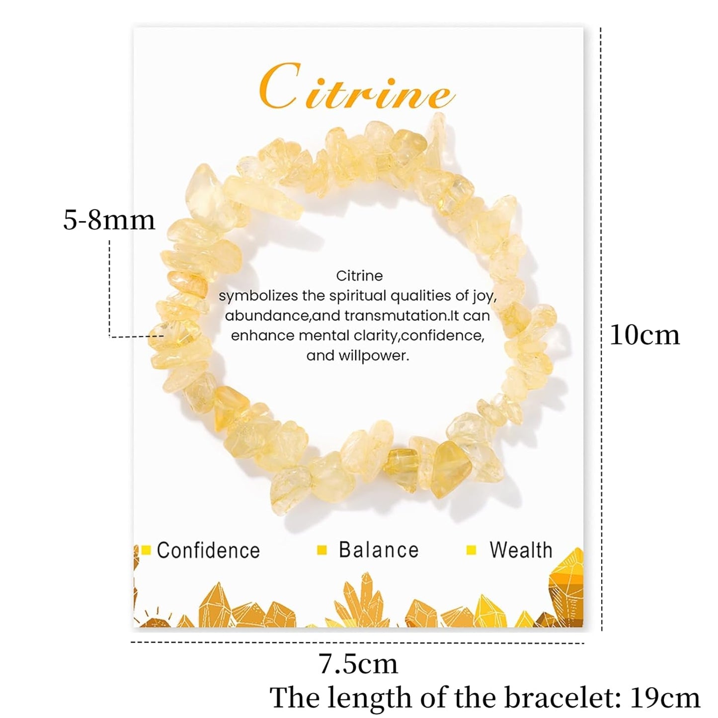 Citrine Bracelet for Women 8mm Real Raw Crystal Bracelet Yellow Citrine Bracelet Natural Stone Bracelets Gemstone Bracelets Citrine Jewelry for Women Girls