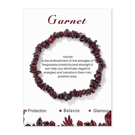 Garnet Bracelets for Women 8mm Raw Crystal Bracelet Healing Crystal Bracelet Gemstone Bracelet Natural Stone Bracelet Garnet Jewelry for Women Girls