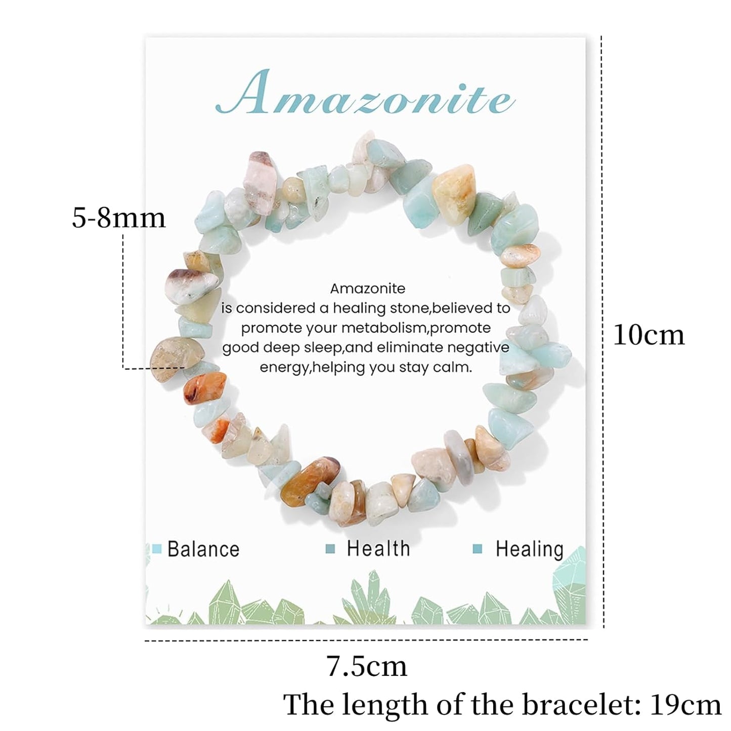 Amazonite Bracelet for Women 8mm Handmade Adjustable Raw Amazonite Crystal Bracelet Healing Bracelet Gemstone Bracelets Amazonite Jewelry for Women