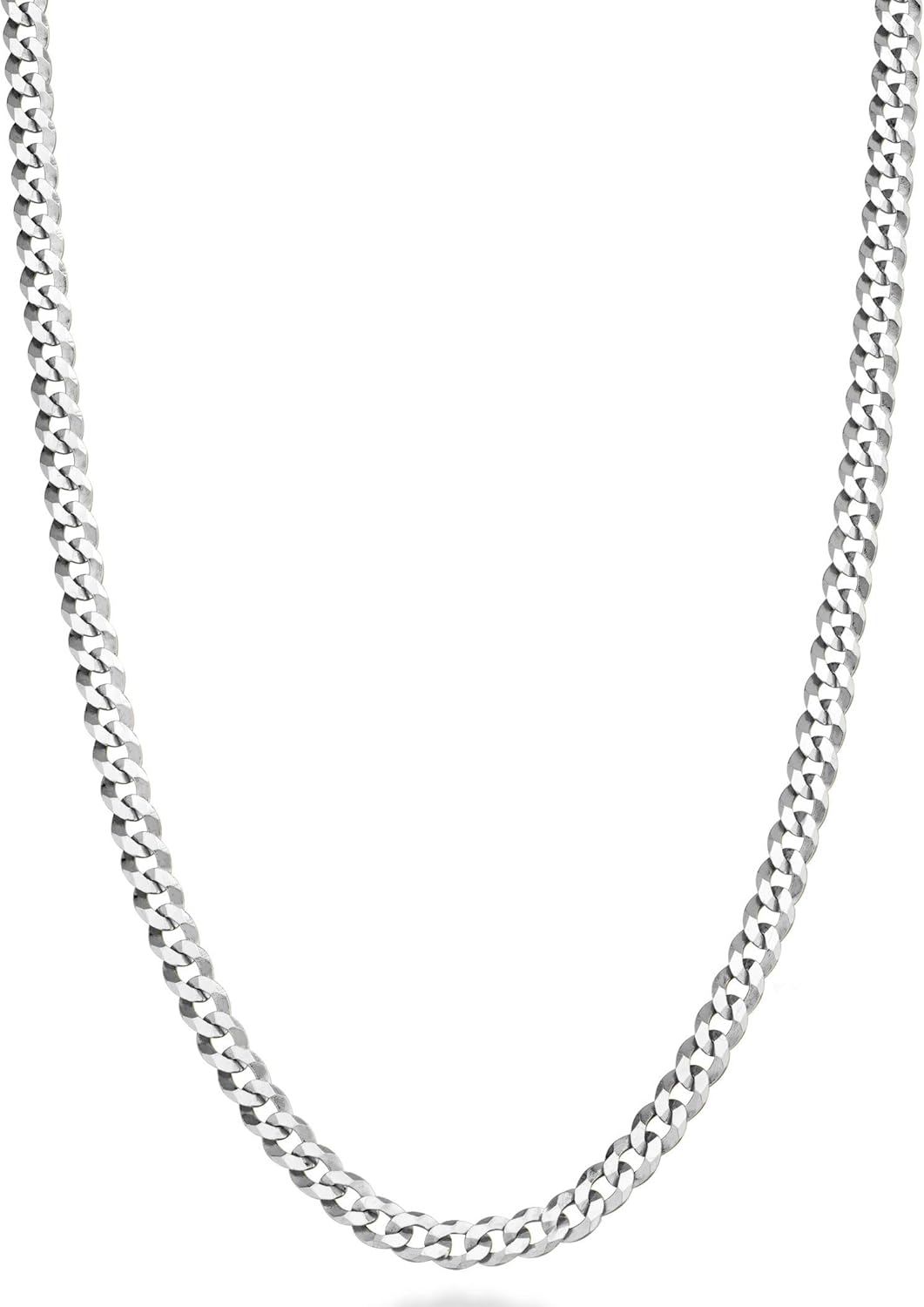 Miabella Italian Solid 925 Sterling Silver 3.5mm Diamond Cut Cuban Link Curb Chain Necklace for Women Men, Made in Italy