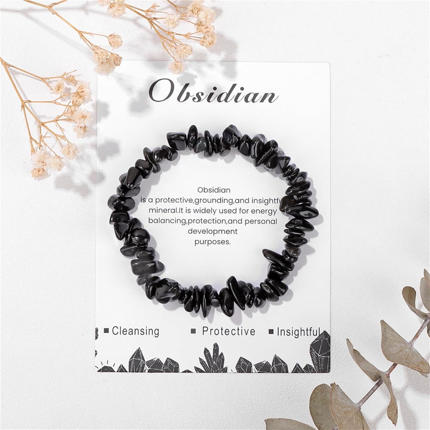 Black Obsidian Bracelet for Men Women Adjustable Black Onyx Bracelet Black Crystal Bracelets Natural Stone Bracelet Black Tourmaline Bracelet for Men Women