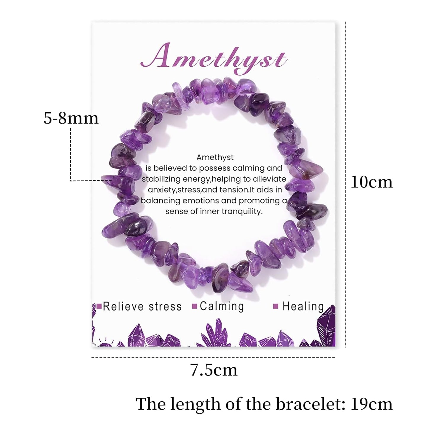 Amethyst Bracelet for Women 8mm Raw Amethyst Bracelet Handmade Natural Stone Gemstone Bracelets Amethyst Crystal Bracelets Stretch Bracelets Amethyst Jewelry for Women Girls