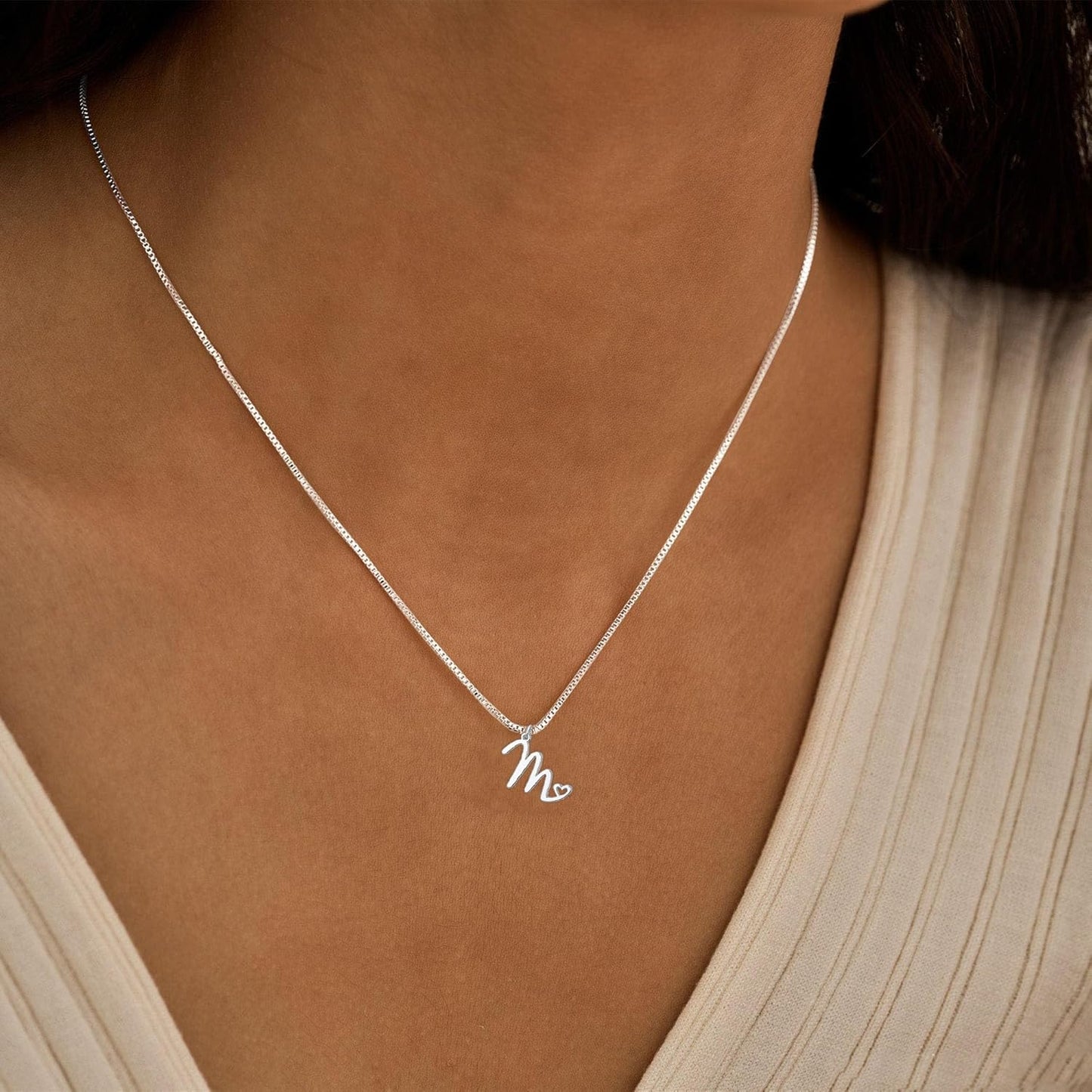 Initial Necklaces for Women Trendy, Dainty Sterling Silver Letter Necklace Cute Pendant Choker Name Necklace Personalized Costume Monogram Silver Jewelry Necklace for Women Valentines Gifts